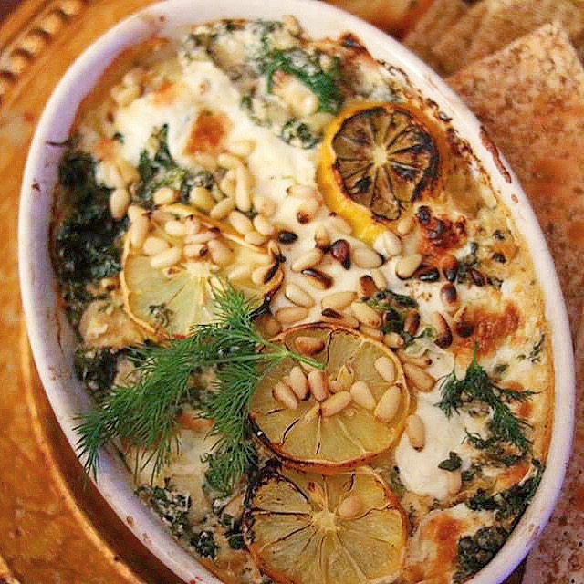 Roasted Lemon Spinach and Artichoke Dip