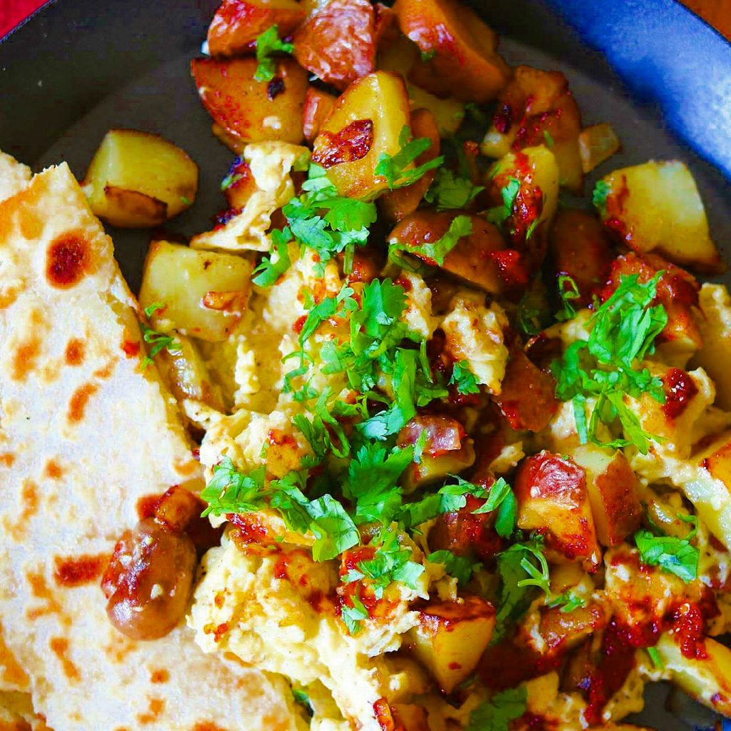 More cooking from Mediterranean inspired recipes! This recipe is light with just using very little extra virgin olive oil, steaming the potatoes and the Harissa and cilantro adding so much flavor. I love this! Here’s the recipe. 