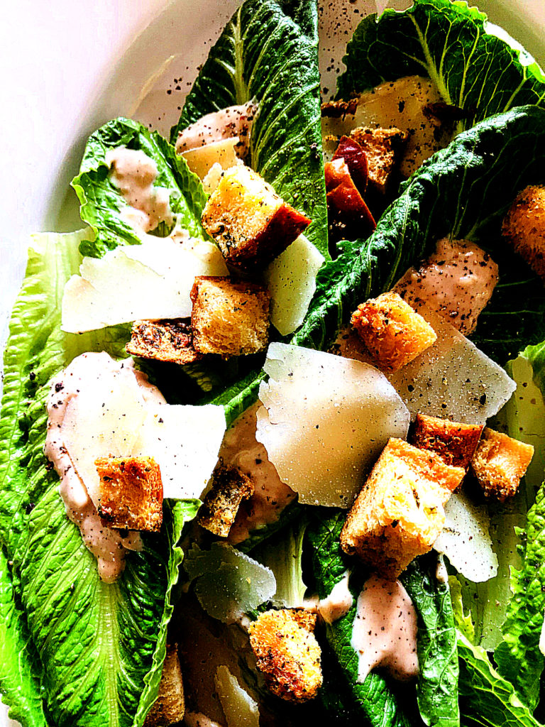 Caesar Salad with Homemade Croutons and Dressing