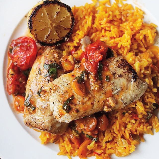 So Good! Quick Pan-Fried Cod in Tomato Basil Sauce & Rice Pilaf – A ...