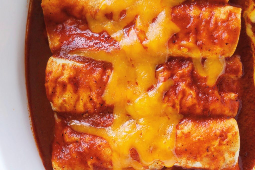 New Mexico Hatch Red Chile Beef Enchiladas