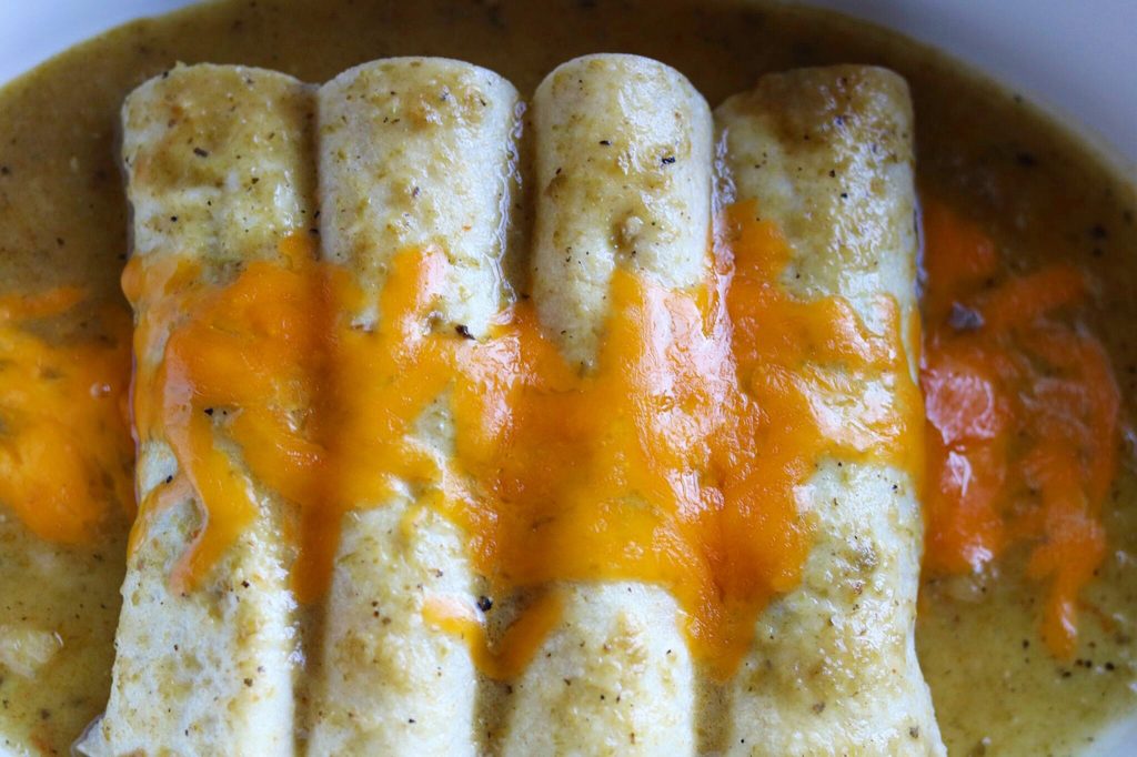 New Mexico Hatch Green Chile Beef Enchiladas