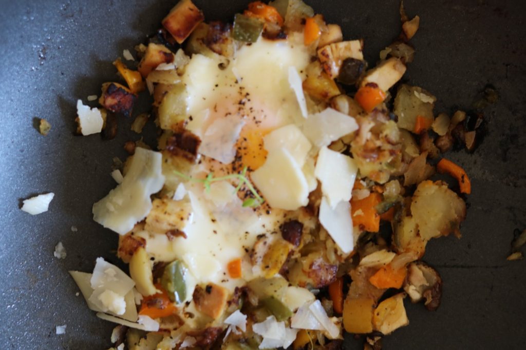 Smoked Chicken Hash with Eggs