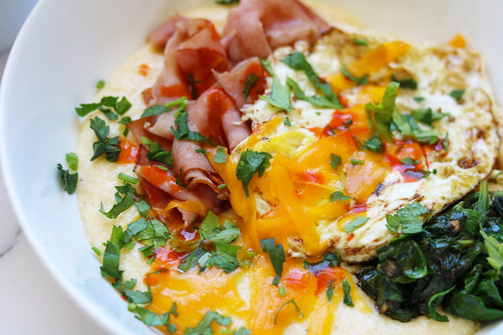 ham and cheese grits bowl