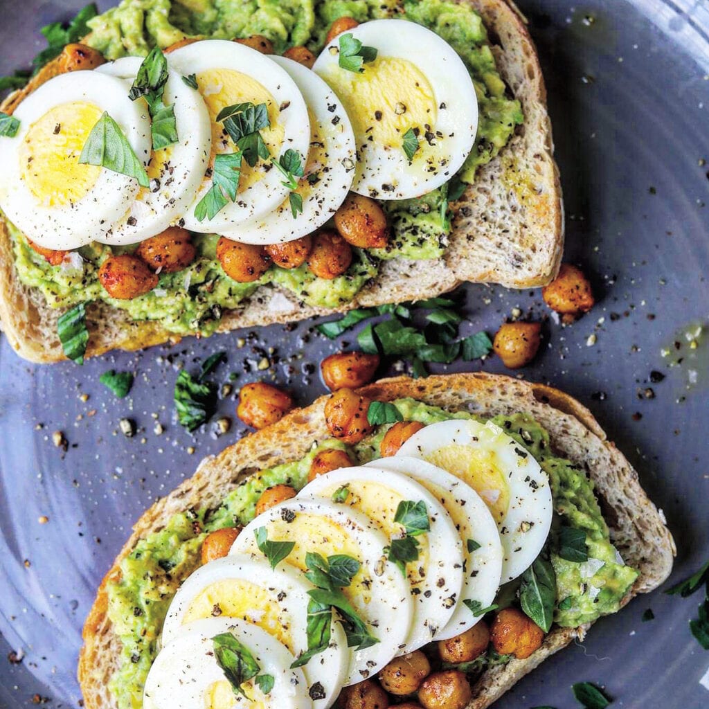 Avocado Toast with chickpeas and eggs