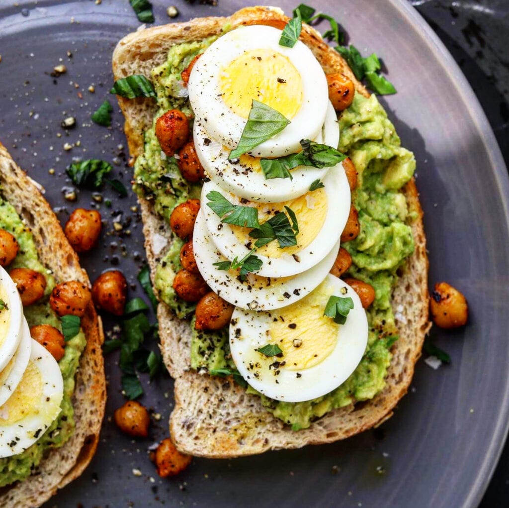 Avocado Toast with chickpeas and eggs
