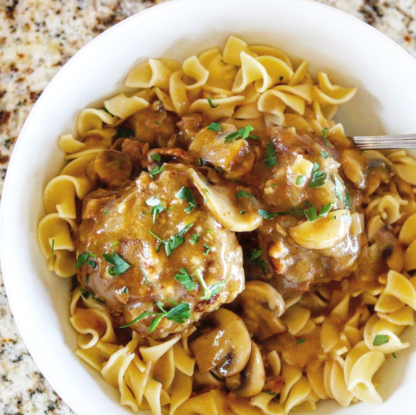 easy salisbury steak with mushroom gravy. The 2 Spoons