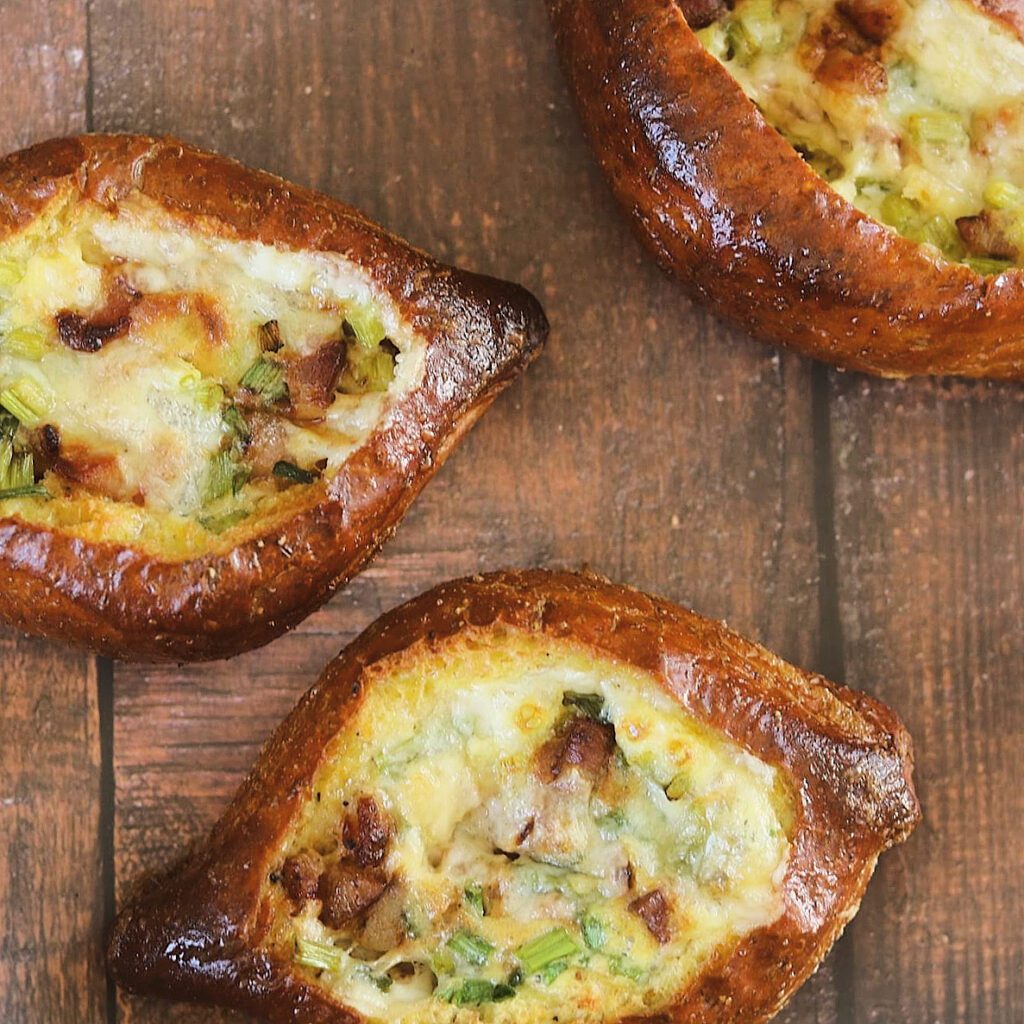 pancetta, egg and cheese boats