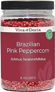 Viva Doria Brazilian Pink Peppercorn, Steam Sterilized Whole Pink Pepper, 8 Oz